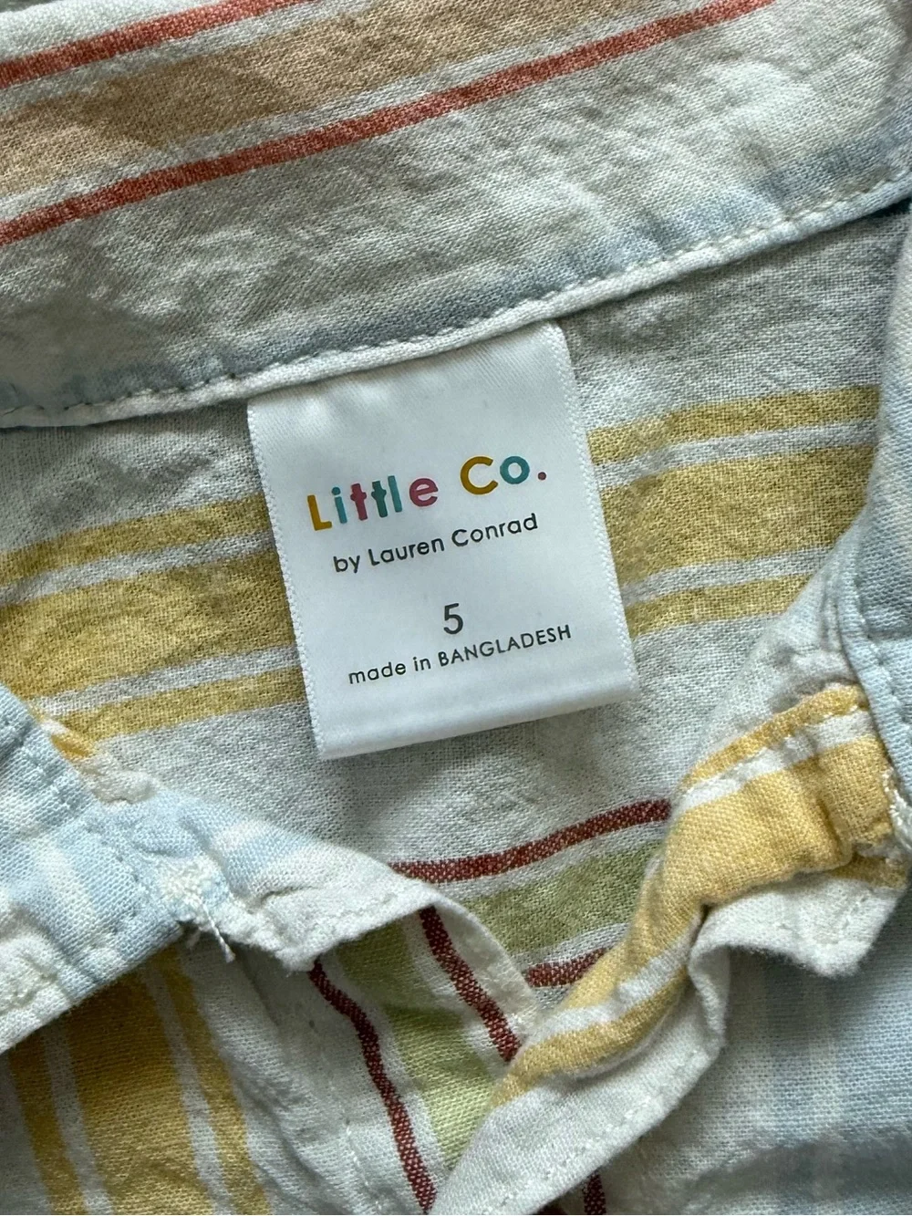 Little Co. Lauren Conrad|Linen & organic cotton Striped neutral Button-Up Set•••